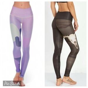 Bundle of 2 Teeki Coyote Moon Dawn & Deer Medicine Hot Yoga Pants Leggings M